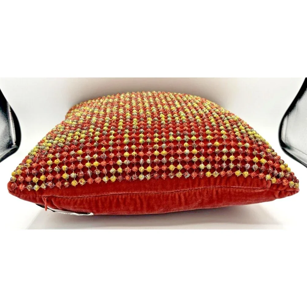 Dransfield &‎ Ross New York French Knot Pillow Silk Velvet Boutique Autumn Spice